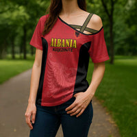 Custom Albania Football Pride Cross Shoulder Shirt Kuqezinjte Eagle Red Version - Wonder Print Shop