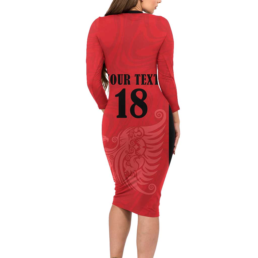 Custom Albania Football Pride Family Matching Long Sleeve Bodycon Dress and Hawaiian Shirt Kuqezinjte Eagle Red Version - Wonder Print Shop