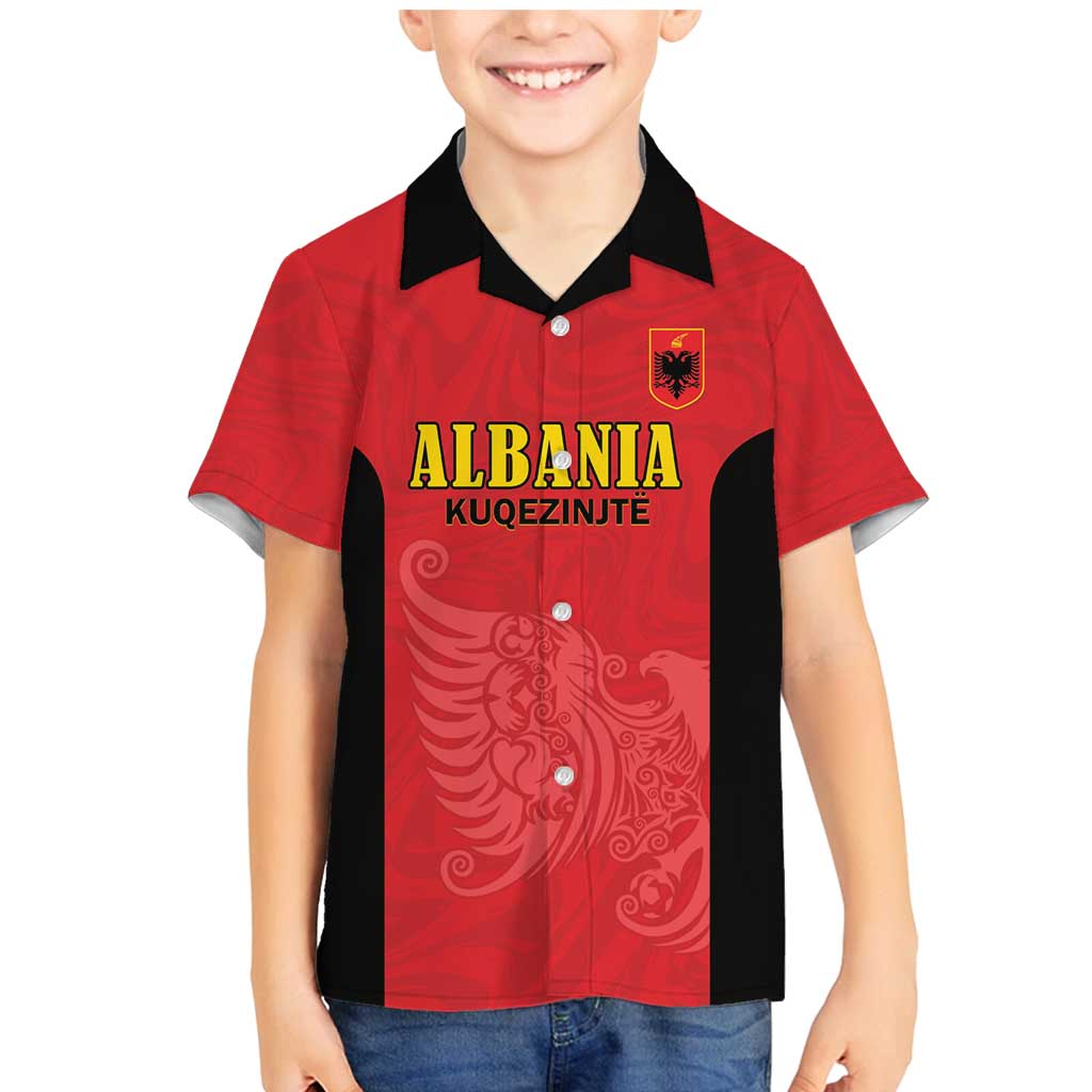 Custom Albania Football Pride Family Matching Mermaid Dress and Hawaiian Shirt Kuqezinjte Eagle Red Version - Wonder Print Shop