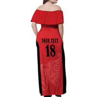 Custom Albania Football Pride Family Matching Off Shoulder Maxi Dress and Hawaiian Shirt Kuqezinjte Eagle Red Version - Wonder Print Shop