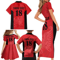 Custom Albania Football Pride Family Matching Short Sleeve Bodycon Dress and Hawaiian Shirt Kuqezinjte Eagle Red Version - Wonder Print Shop