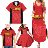 Custom Albania Football Pride Family Matching Summer Maxi Dress and Hawaiian Shirt Kuqezinjte Eagle Red Version - Wonder Print Shop