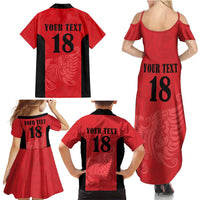 Custom Albania Football Pride Family Matching Summer Maxi Dress and Hawaiian Shirt Kuqezinjte Eagle Red Version - Wonder Print Shop