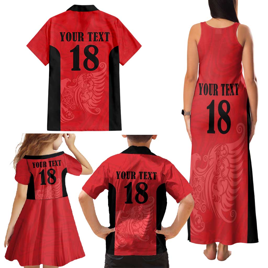 Custom Albania Football Pride Family Matching Tank Maxi Dress and Hawaiian Shirt Kuqezinjte Eagle Red Version - Wonder Print Shop