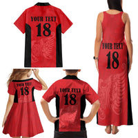 Custom Albania Football Pride Family Matching Tank Maxi Dress and Hawaiian Shirt Kuqezinjte Eagle Red Version - Wonder Print Shop