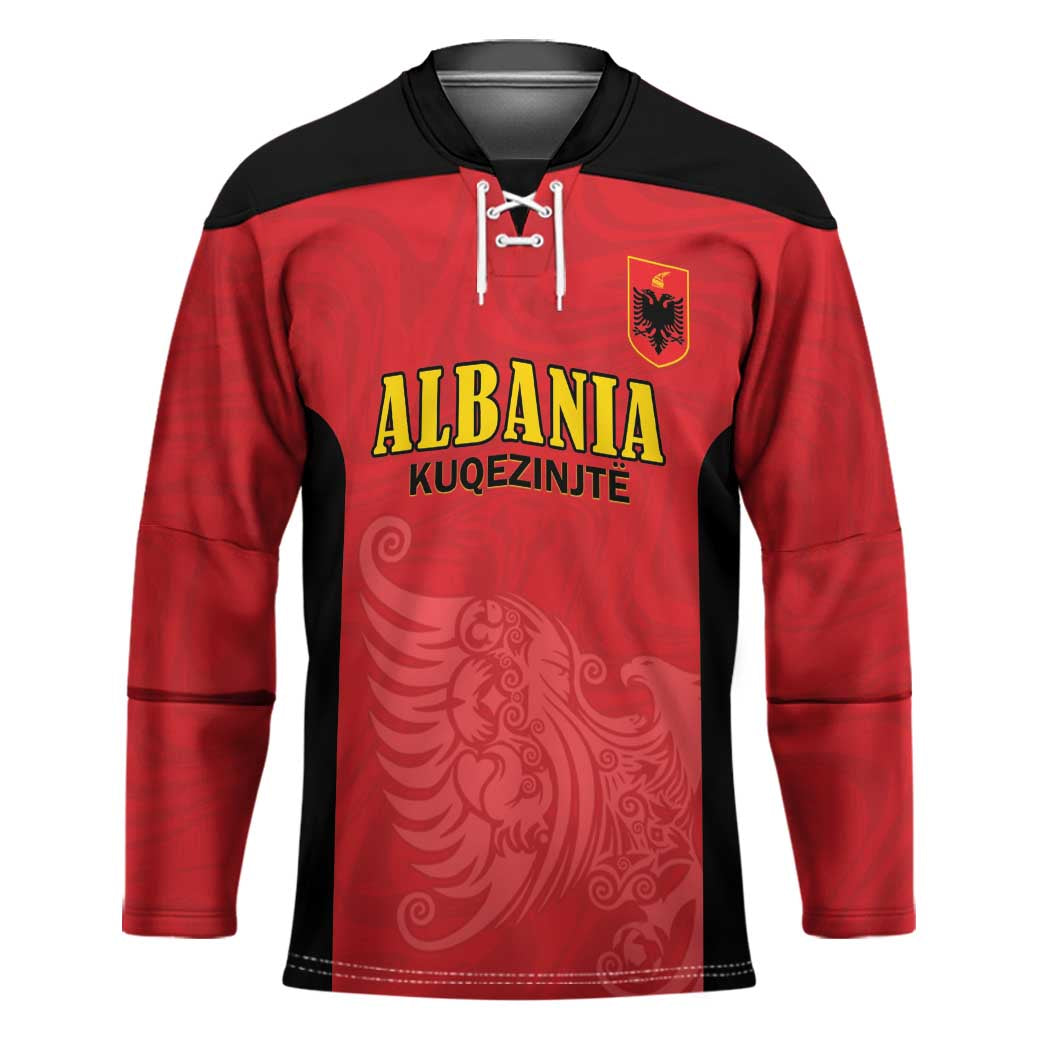 Custom Albania Football Pride Hockey Jersey Kuqezinjte Eagle Red Version - Wonder Print Shop