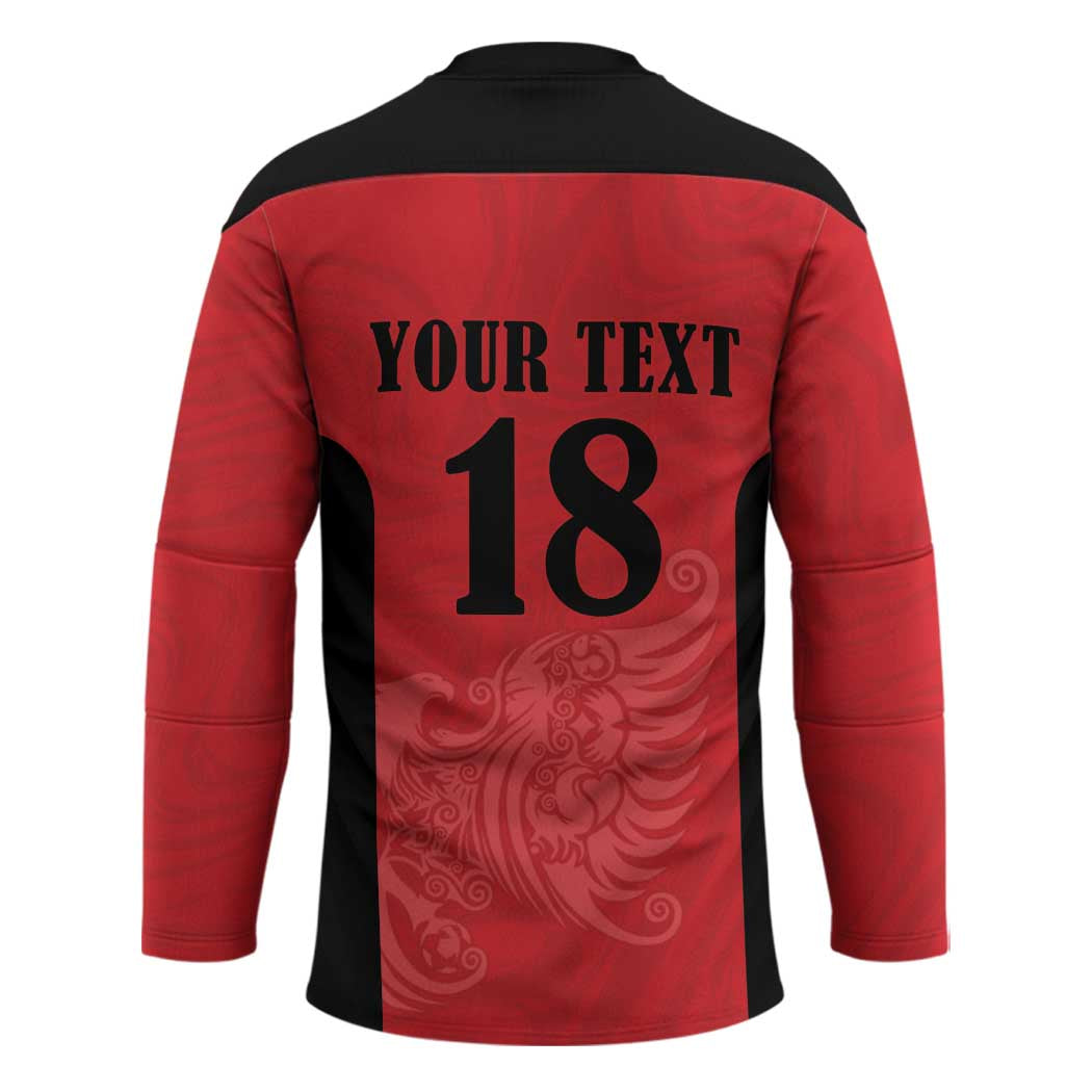 Custom Albania Football Pride Hockey Jersey Kuqezinjte Eagle Red Version - Wonder Print Shop