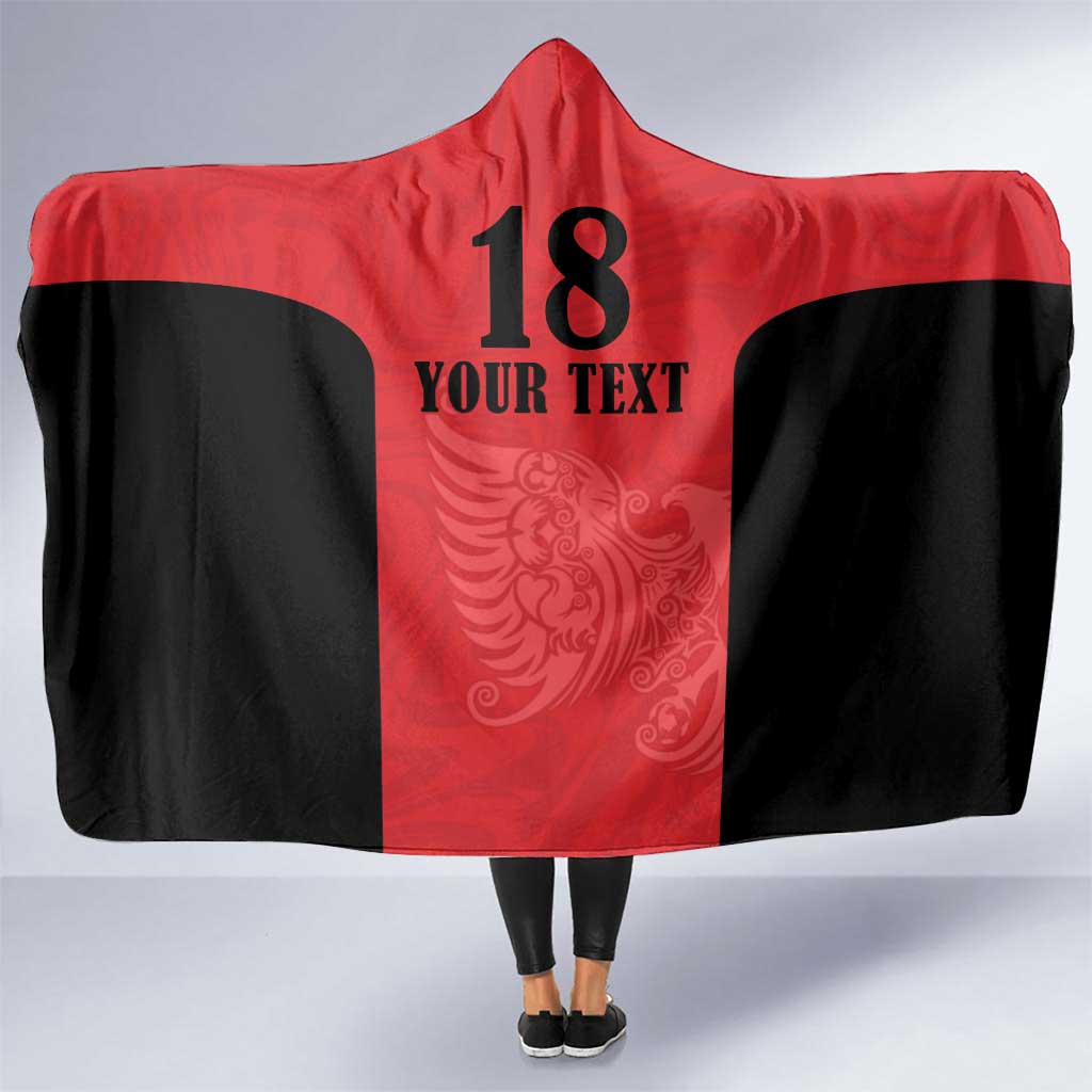 Custom Albania Football Pride Hooded Blanket Kuqezinjte Eagle Red Version - Wonder Print Shop