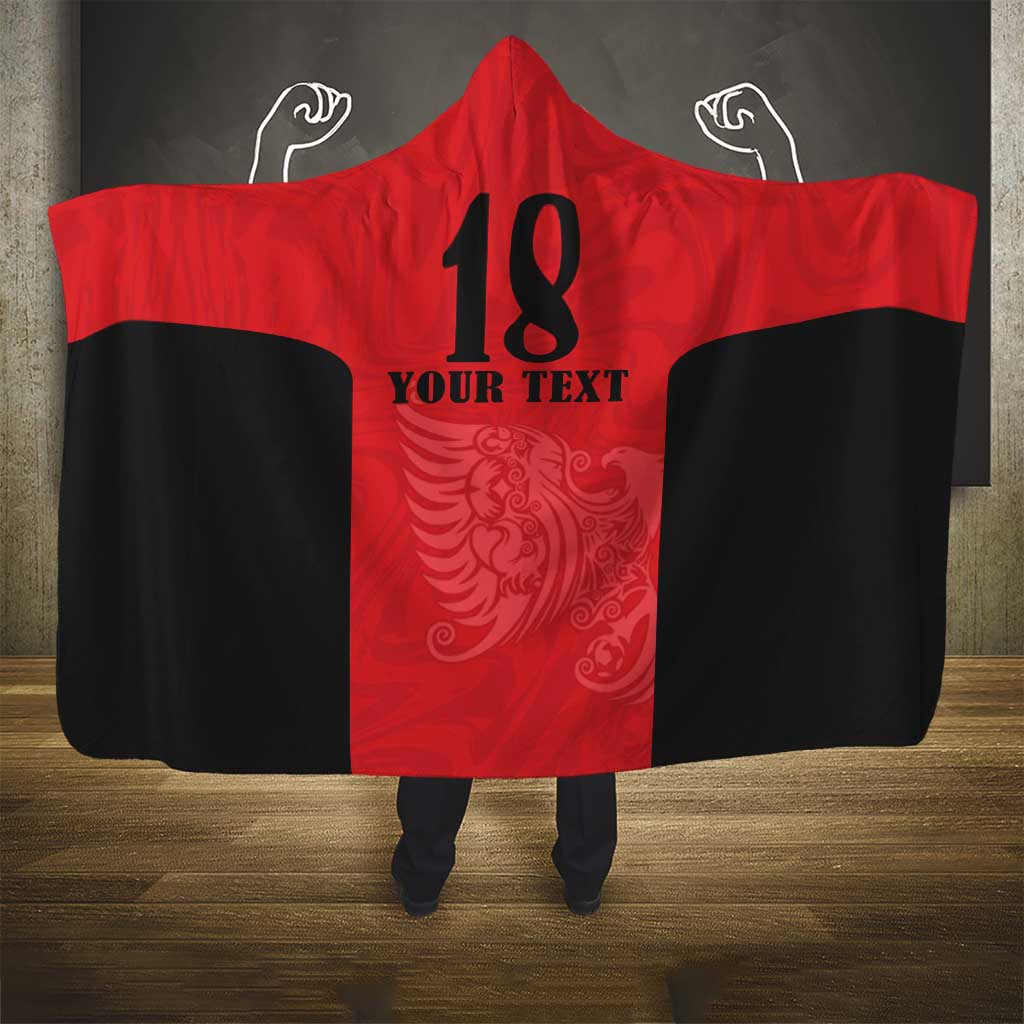 Custom Albania Football Pride Hooded Blanket Kuqezinjte Eagle Red Version - Wonder Print Shop