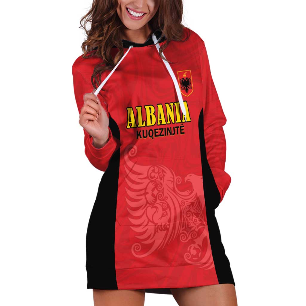 Custom Albania Football Pride Hoodie Dress Kuqezinjte Eagle Red Version - Wonder Print Shop