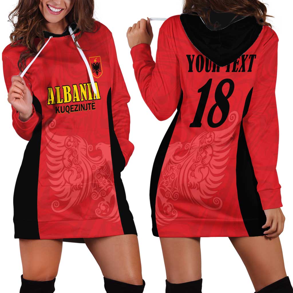 Custom Albania Football Pride Hoodie Dress Kuqezinjte Eagle Red Version - Wonder Print Shop