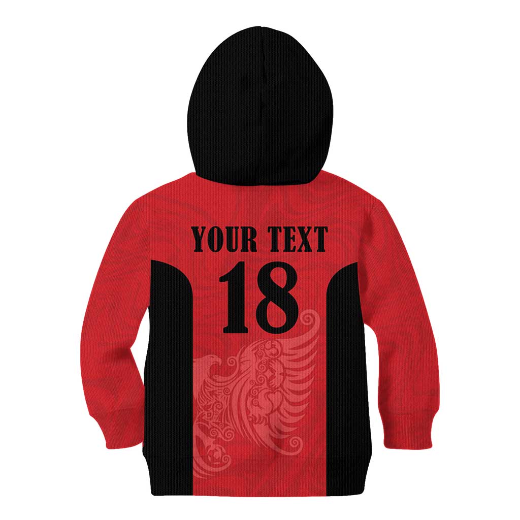 Custom Albania Football Pride Kid Hoodie Kuqezinjte Eagle Red Version - Wonder Print Shop