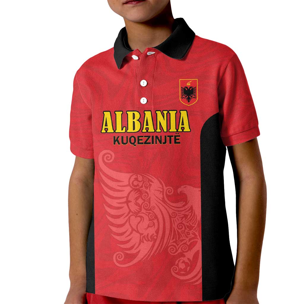 Custom Albania Football Pride Kid Polo Shirt Kuqezinjte Eagle Red Version - Wonder Print Shop