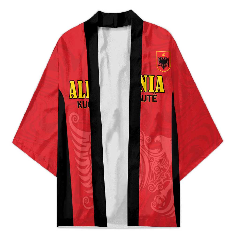 Custom Albania Football Pride Kimono Kuqezinjte Eagle Red Version - Wonder Print Shop