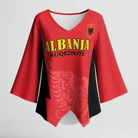 Custom Albania Football Pride Kimono Sleeve Blouse Kuqezinjte Eagle Red Version - Wonder Print Shop