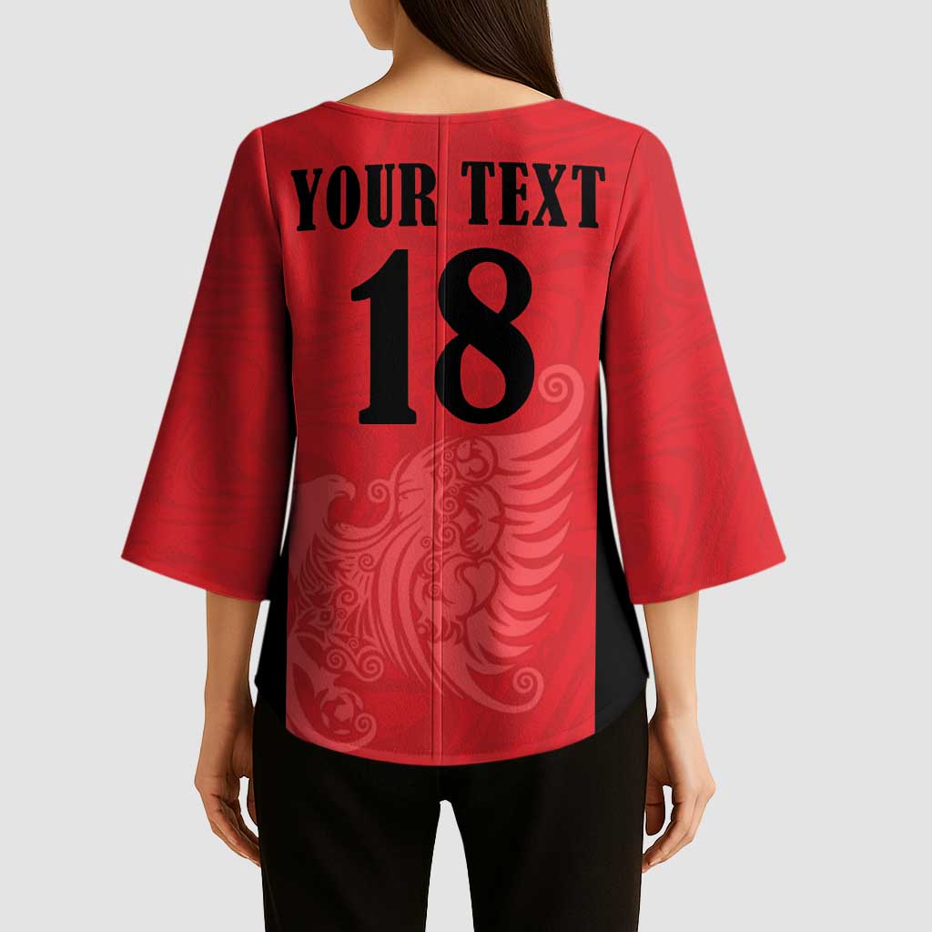 Custom Albania Football Pride Kimono Sleeve Blouse Kuqezinjte Eagle Red Version - Wonder Print Shop