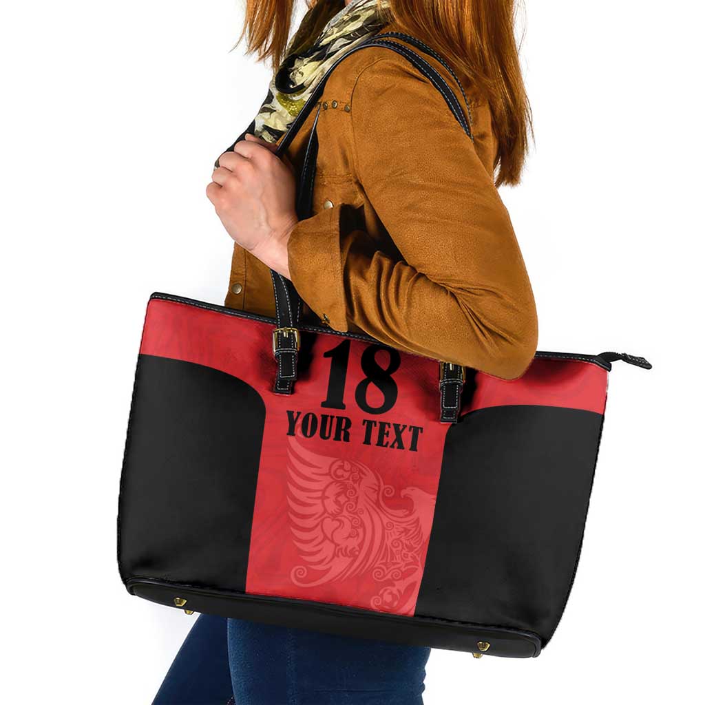 Custom Albania Football Pride Leather Tote Bag Kuqezinjte Eagle Red Version - Wonder Print Shop