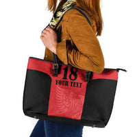 Custom Albania Football Pride Leather Tote Bag Kuqezinjte Eagle Red Version - Wonder Print Shop