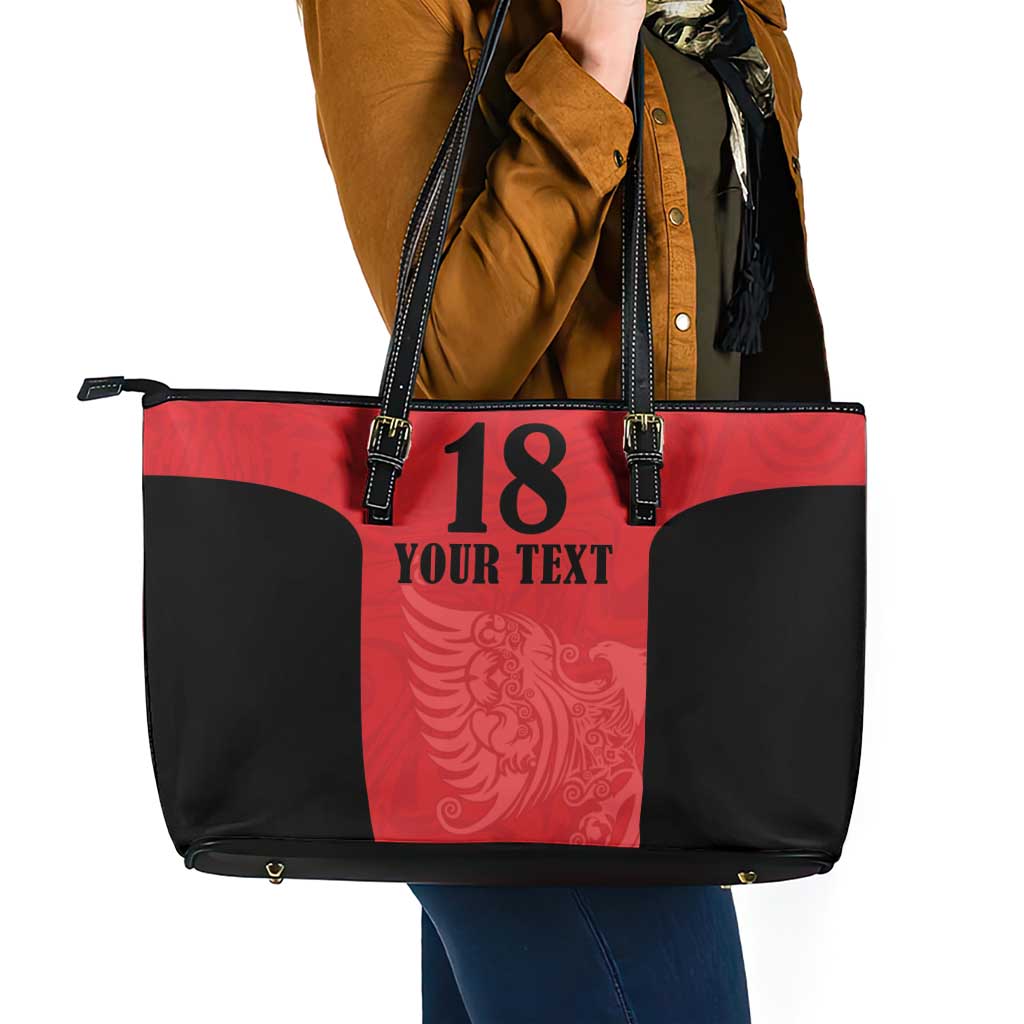 Custom Albania Football Pride Leather Tote Bag Kuqezinjte Eagle Red Version - Wonder Print Shop