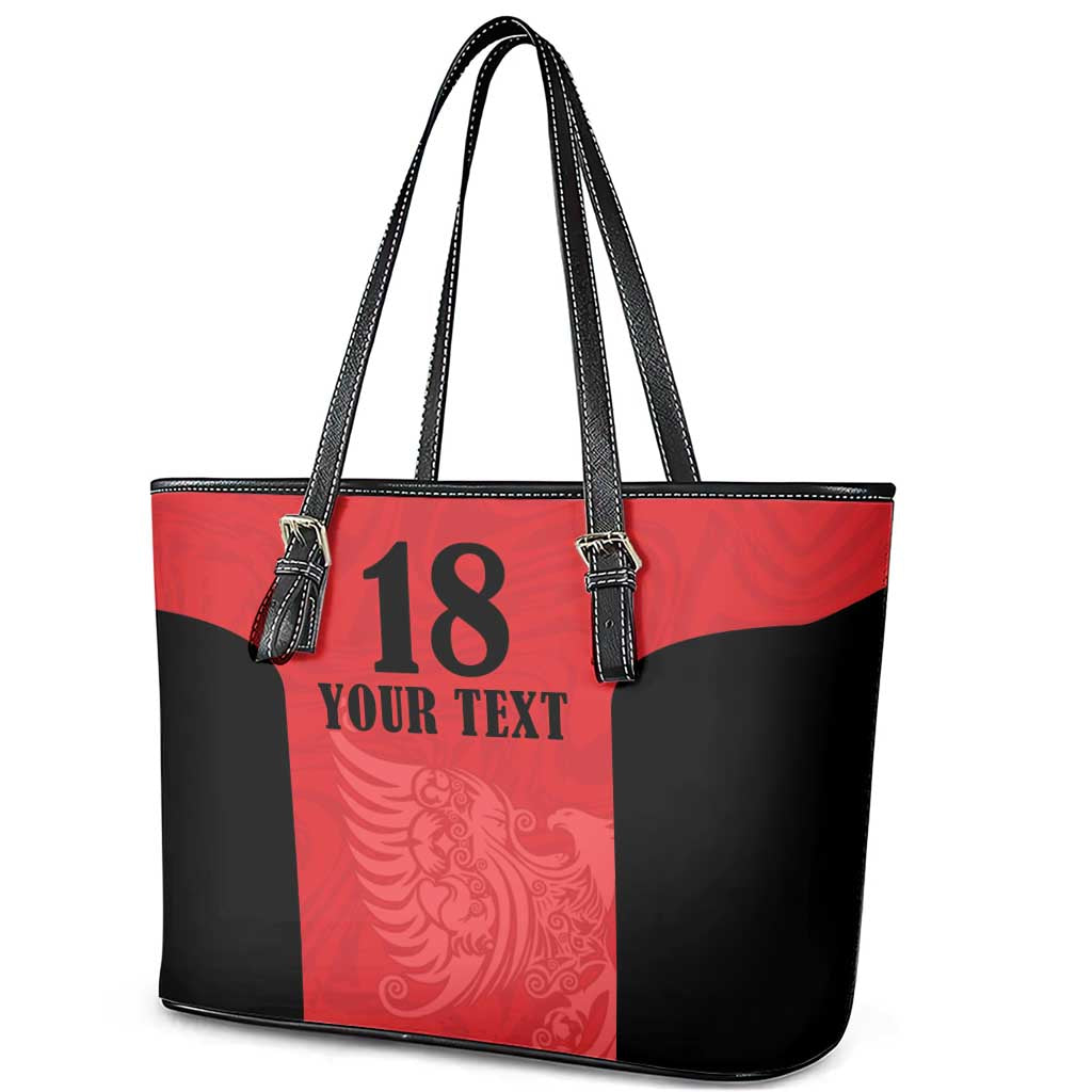 Custom Albania Football Pride Leather Tote Bag Kuqezinjte Eagle Red Version - Wonder Print Shop