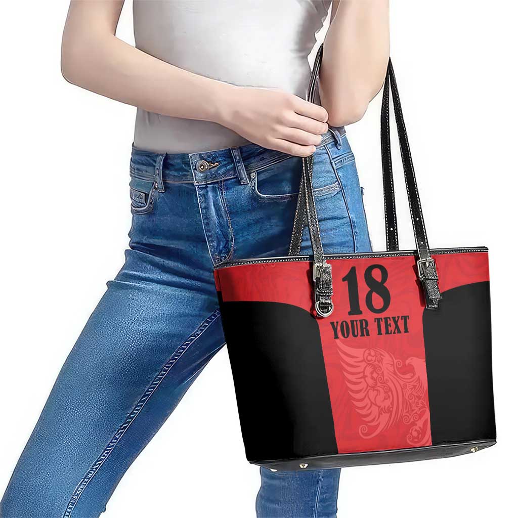 Custom Albania Football Pride Leather Tote Bag Kuqezinjte Eagle Red Version - Wonder Print Shop