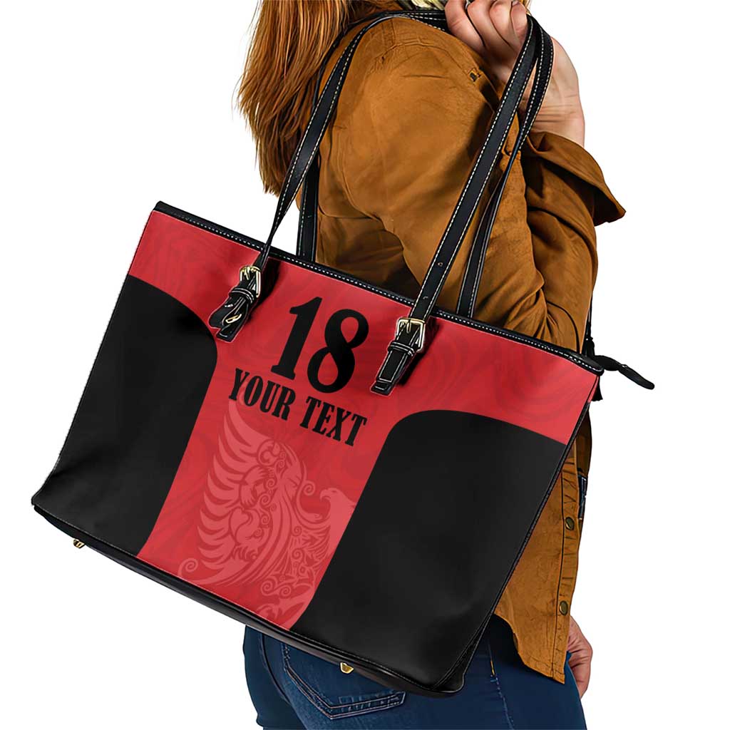 Custom Albania Football Pride Leather Tote Bag Kuqezinjte Eagle Red Version - Wonder Print Shop