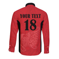 Custom Albania Football Pride Long Sleeve Button Shirt Kuqezinjte Eagle Red Version - Wonder Print Shop