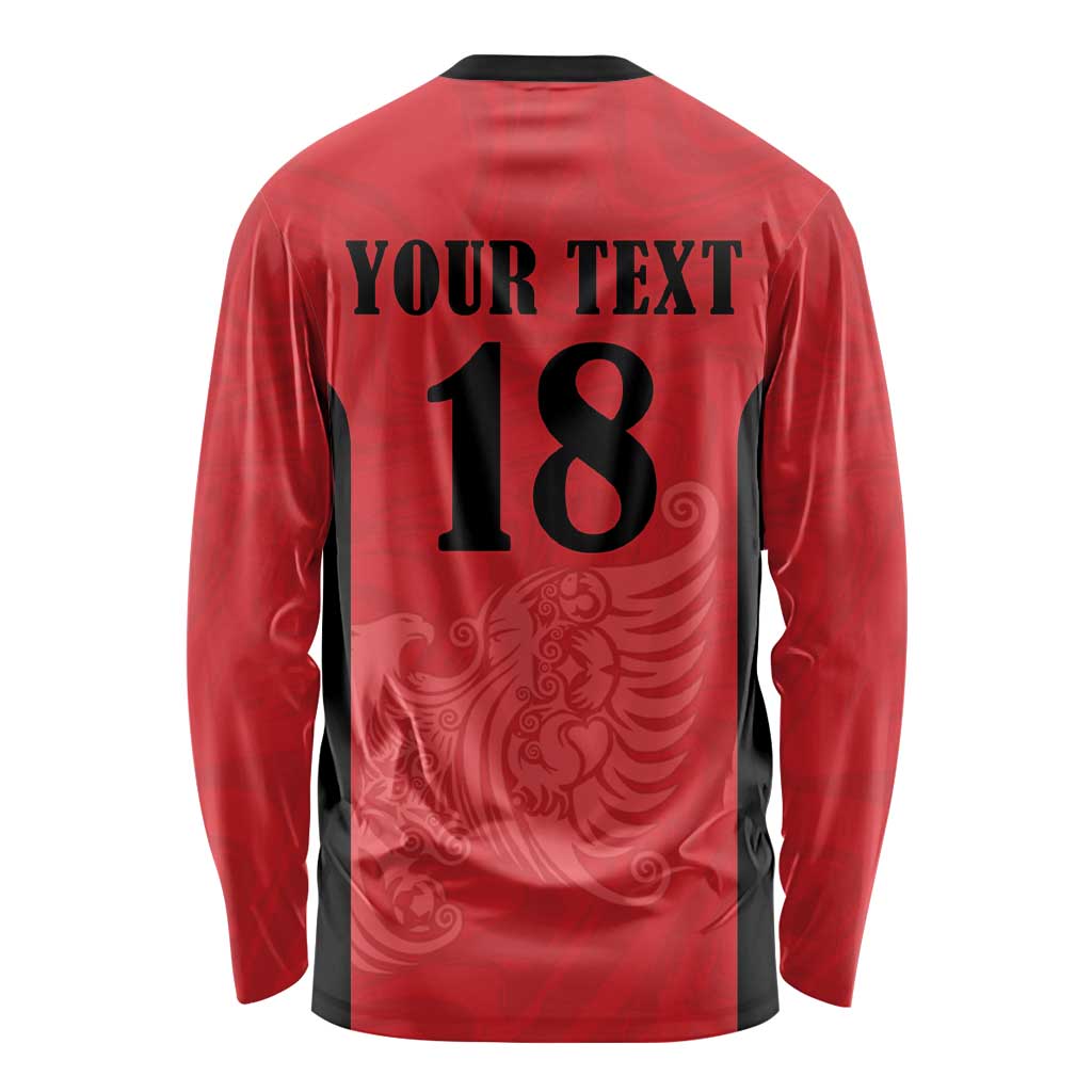 Custom Albania Football Pride Long Sleeve Shirt Kuqezinjte Eagle Red Version - Wonder Print Shop