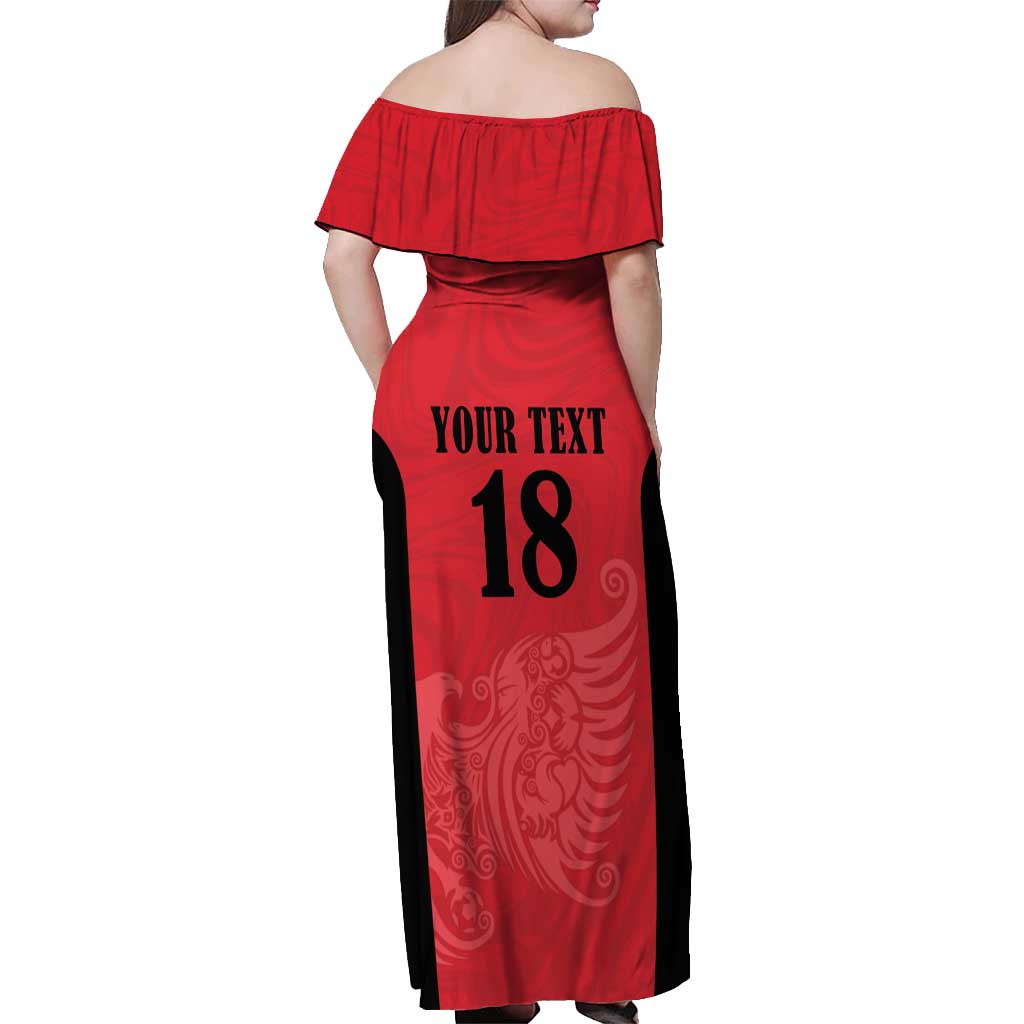 Custom Albania Football Pride Off Shoulder Maxi Dress Kuqezinjte Eagle Red Version - Wonder Print Shop
