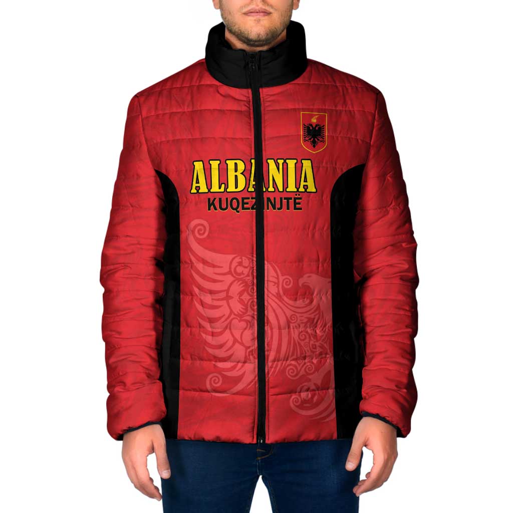 Custom Albania Football Pride Padded Jacket Kuqezinjte Eagle Red Version - Wonder Print Shop