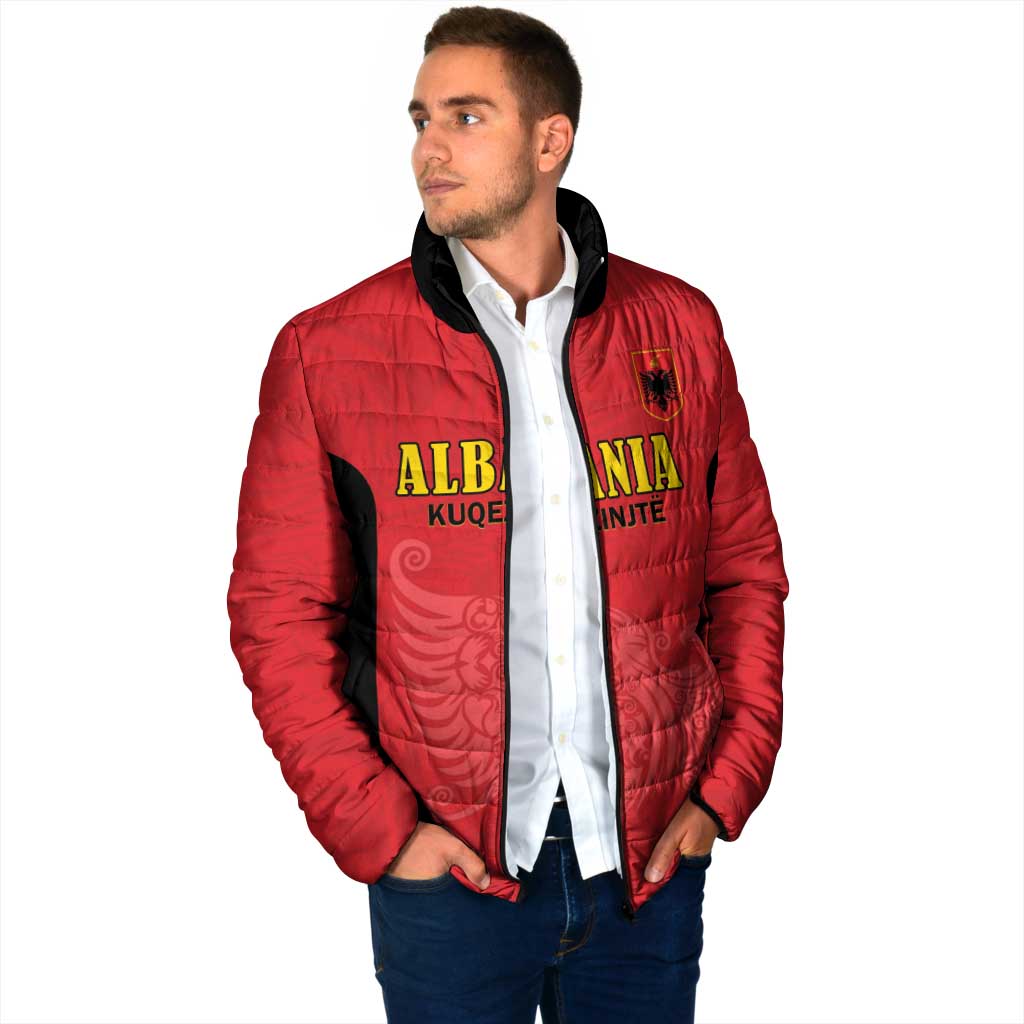 Custom Albania Football Pride Padded Jacket Kuqezinjte Eagle Red Version - Wonder Print Shop