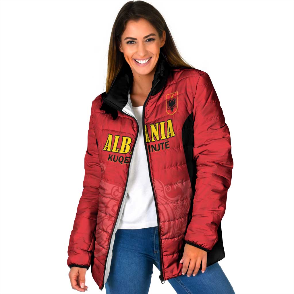 Custom Albania Football Pride Padded Jacket Kuqezinjte Eagle Red Version - Wonder Print Shop