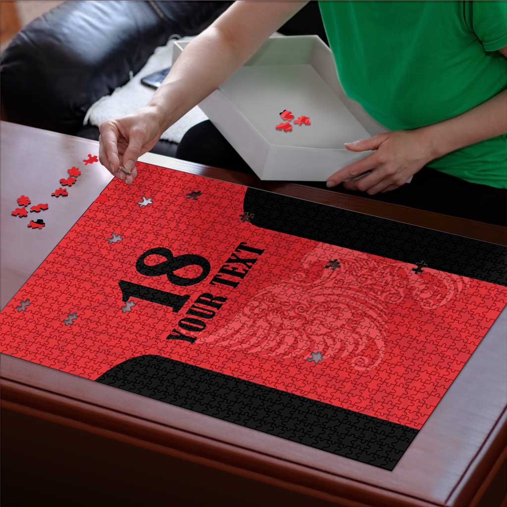 Custom Albania Football Pride Puzzle Kuqezinjte Eagle Red Version - Wonder Print Shop