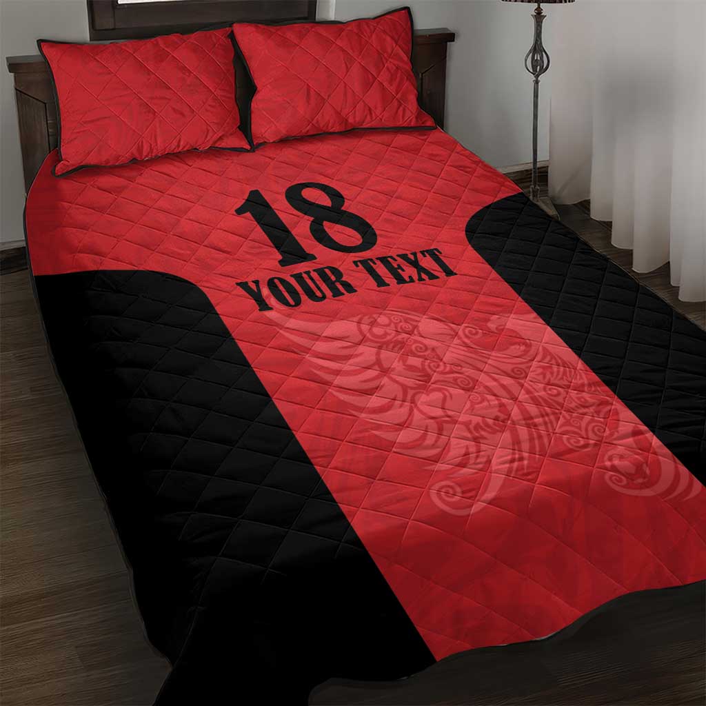Custom Albania Football Pride Quilt Bed Set Kuqezinjte Eagle Red Version - Wonder Print Shop