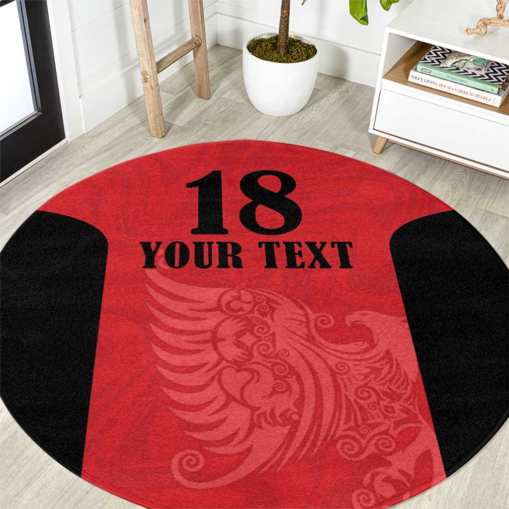 Custom Albania Football Pride Round Carpet Kuqezinjte Eagle Red Version - Wonder Print Shop