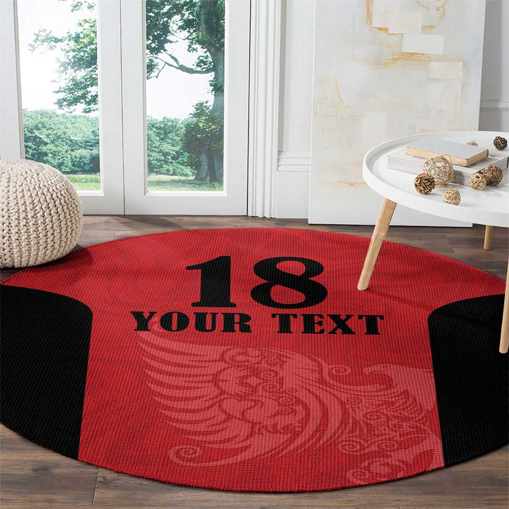 Custom Albania Football Pride Round Carpet Kuqezinjte Eagle Red Version - Wonder Print Shop