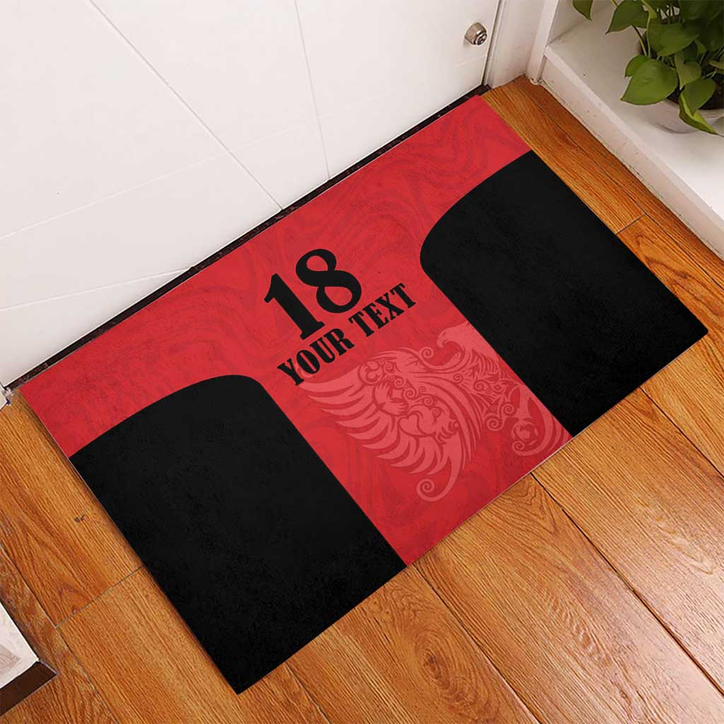 Custom Albania Football Pride Rubber Doormat Kuqezinjte Eagle Red Version - Wonder Print Shop