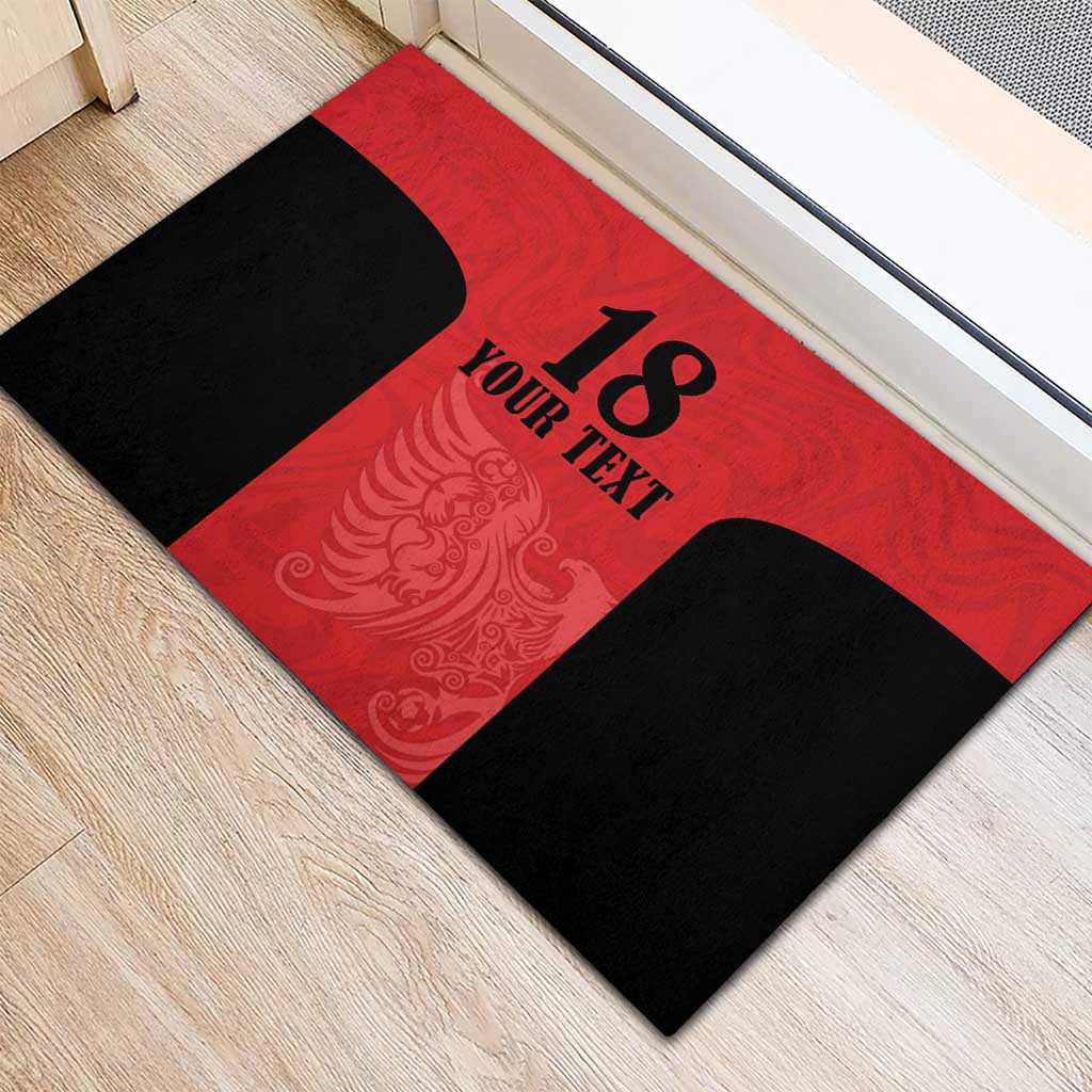Custom Albania Football Pride Rubber Doormat Kuqezinjte Eagle Red Version - Wonder Print Shop