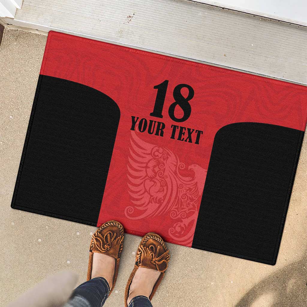 Custom Albania Football Pride Rubber Doormat Kuqezinjte Eagle Red Version - Wonder Print Shop