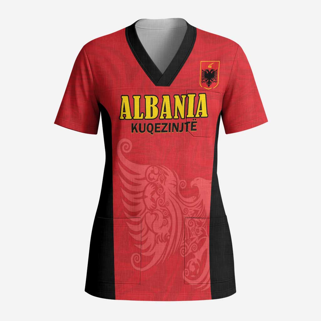 Custom Albania Football Pride Scrub Top Kuqezinjte Eagle Red Version - Wonder Print Shop