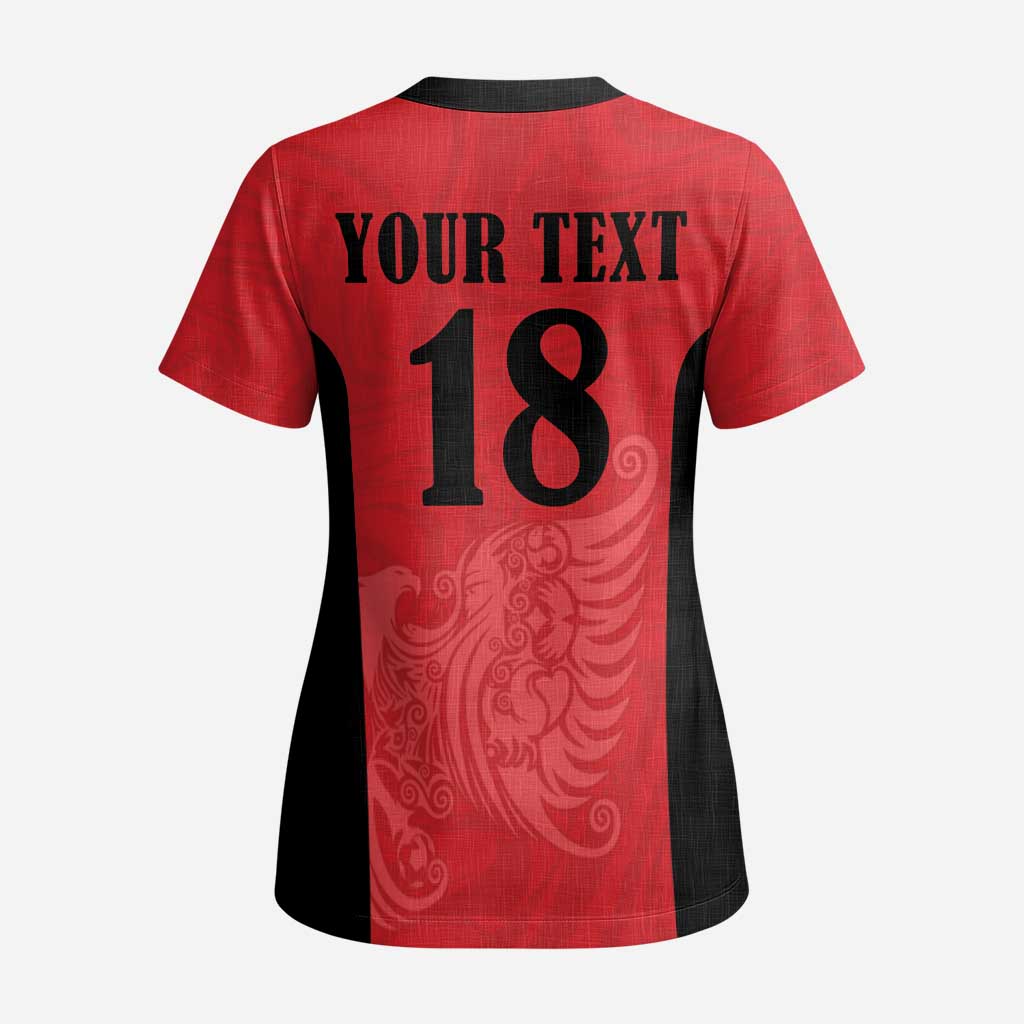 Custom Albania Football Pride Scrub Top Kuqezinjte Eagle Red Version - Wonder Print Shop