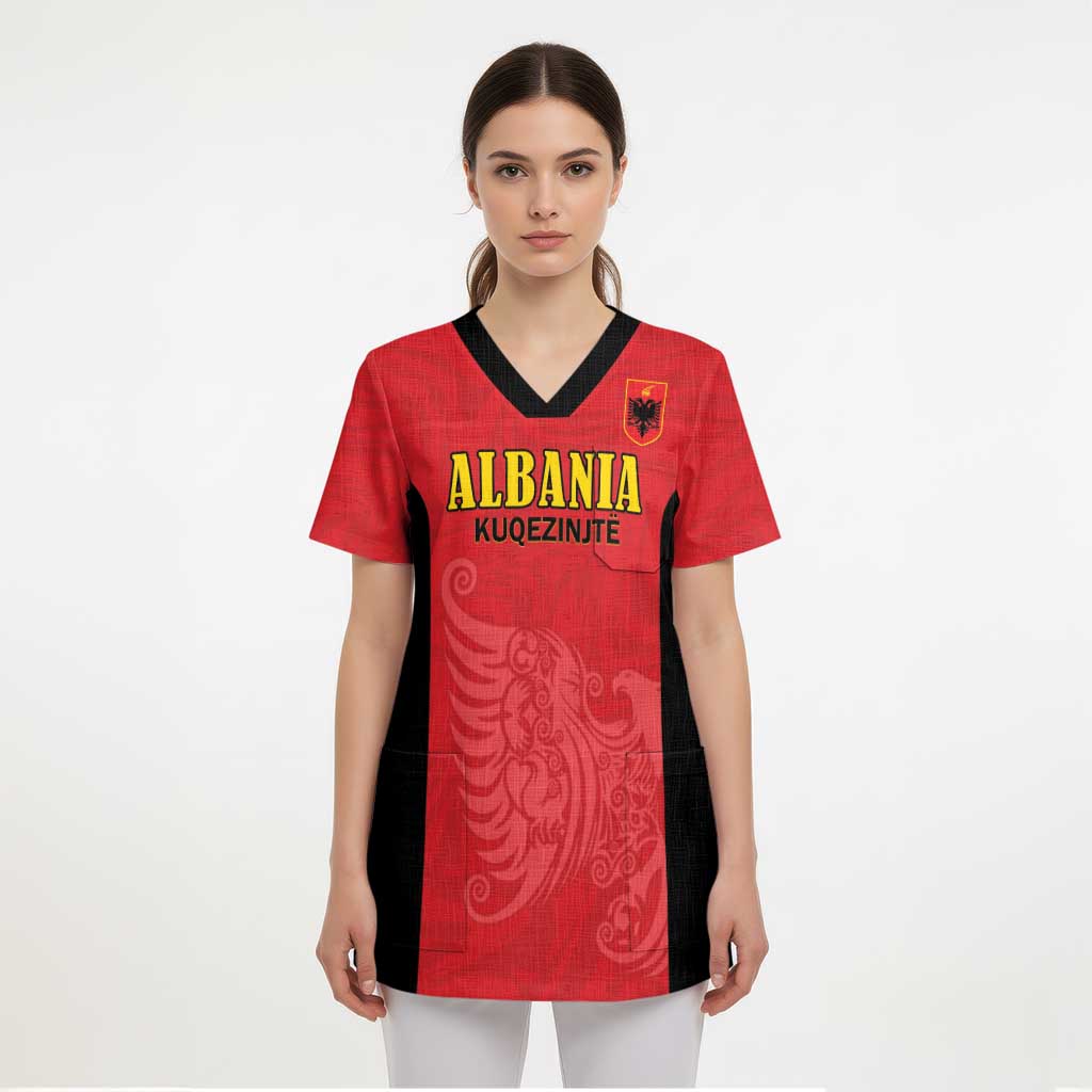 Custom Albania Football Pride Scrub Top Kuqezinjte Eagle Red Version - Wonder Print Shop