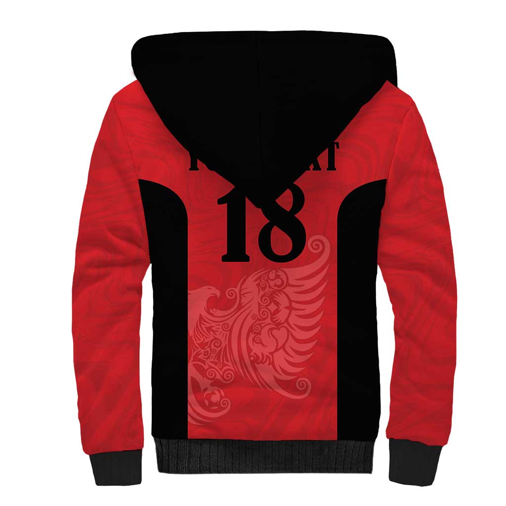 Custom Albania Football Pride Sherpa Hoodie Kuqezinjte Eagle Red Version - Wonder Print Shop