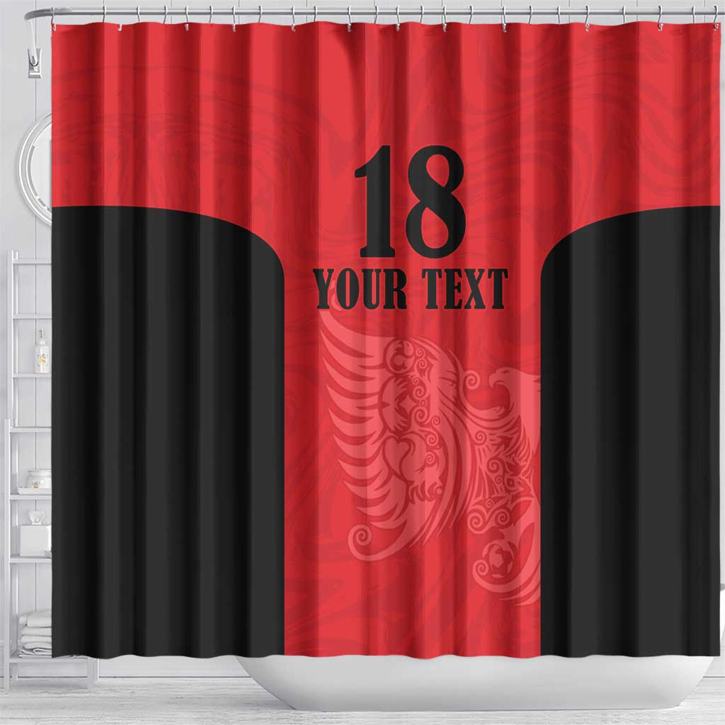 Custom Albania Football Pride Shower Curtain Kuqezinjte Eagle Red Version - Wonder Print Shop