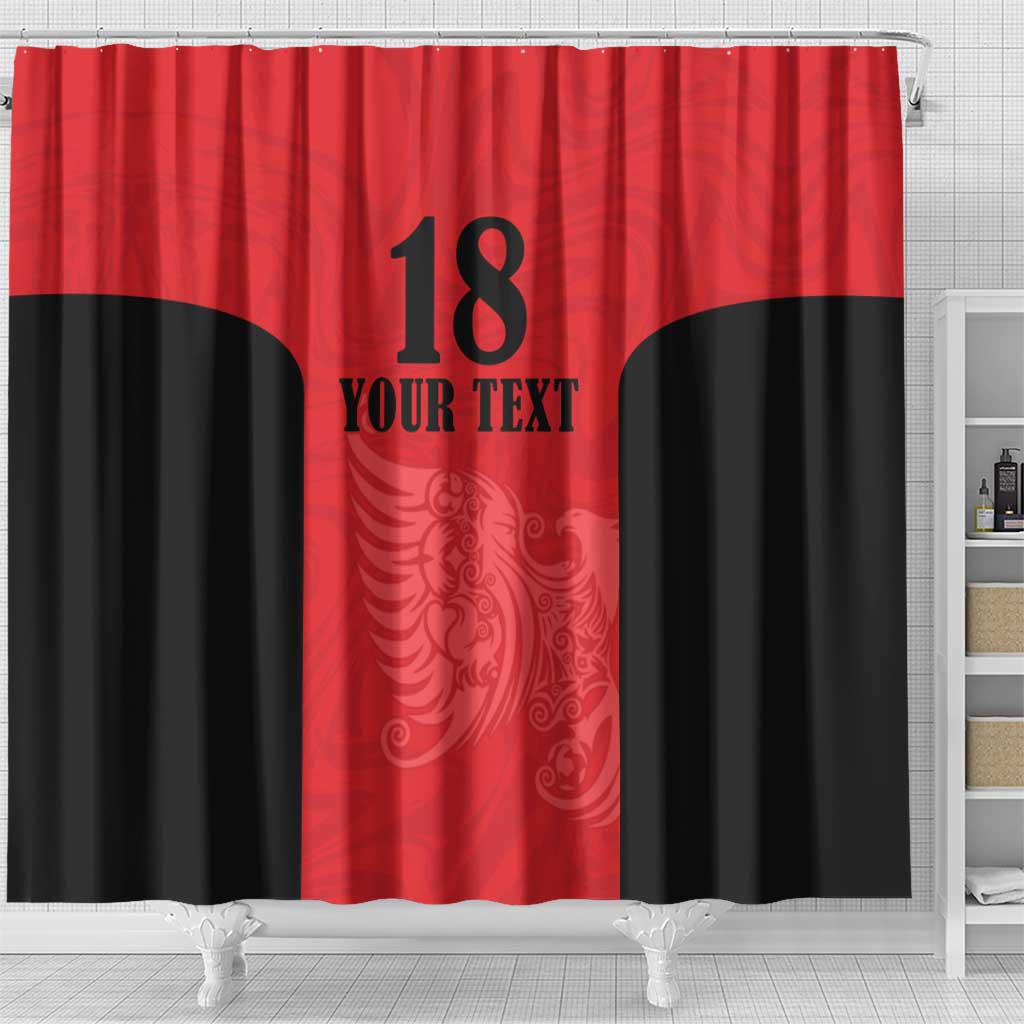 Custom Albania Football Pride Shower Curtain Kuqezinjte Eagle Red Version - Wonder Print Shop