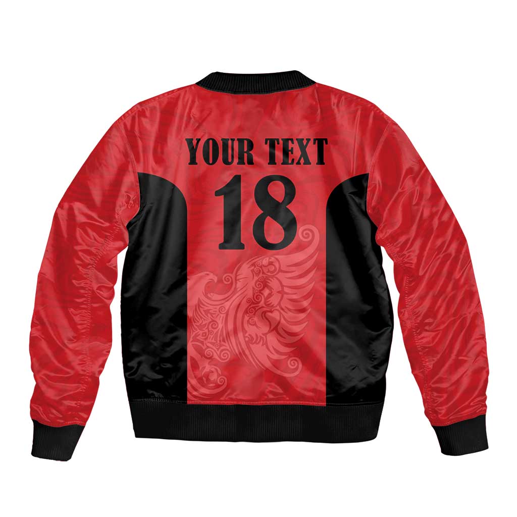 Custom Albania Football Pride Sleeve Zip Bomber Jacket Kuqezinjte Eagle Red Version - Wonder Print Shop