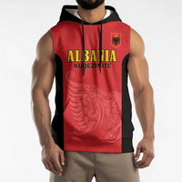Custom Albania Football Pride Sleeveless Hoodie Kuqezinjte Eagle Red Version - Wonder Print Shop