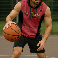 Custom Albania Football Pride Sleeveless Hoodie Kuqezinjte Eagle Red Version - Wonder Print Shop