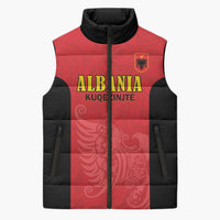 Custom Albania Football Pride Sleeveless Puffer Jacket Kuqezinjte Eagle Red Version - Wonder Print Shop