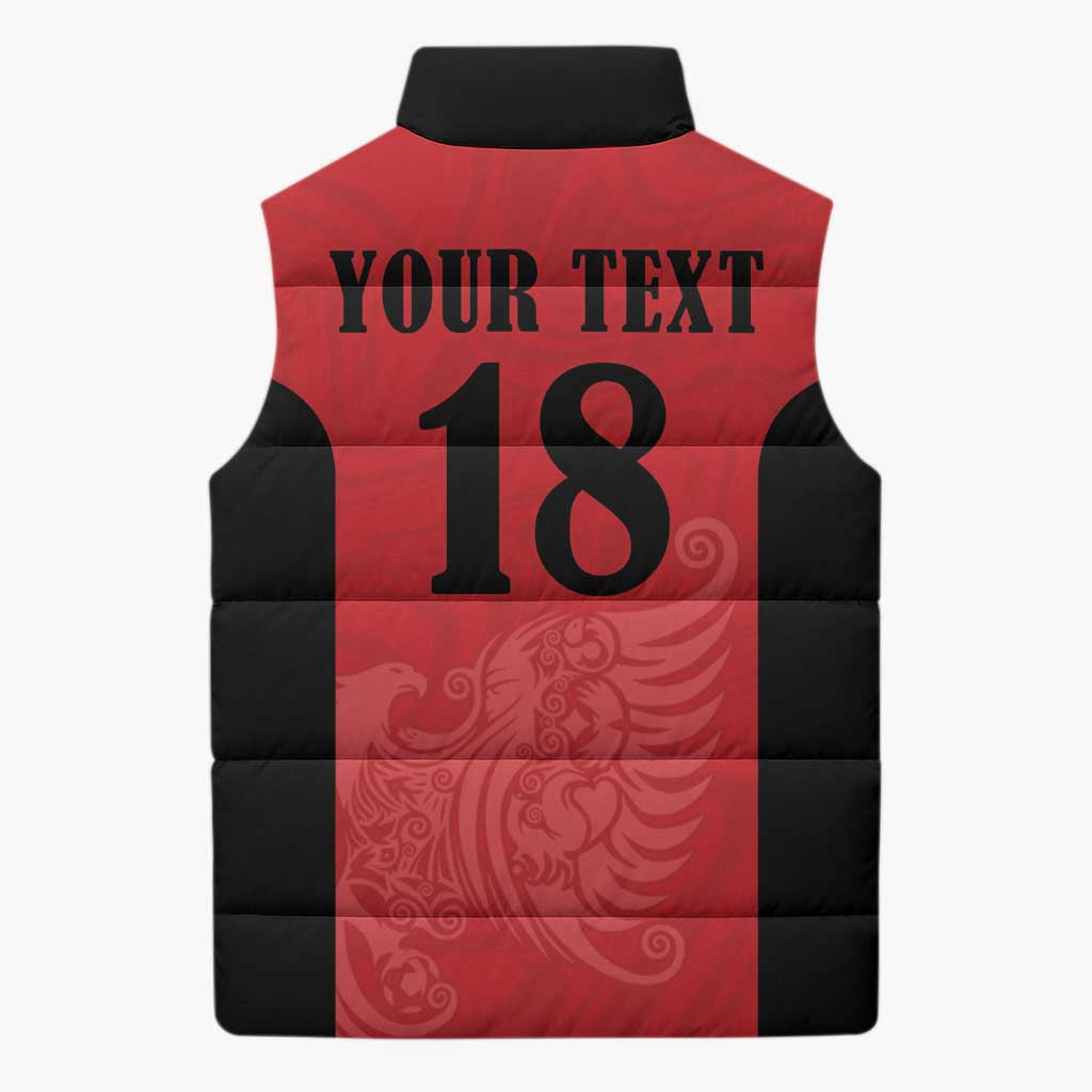 Custom Albania Football Pride Sleeveless Puffer Jacket Kuqezinjte Eagle Red Version - Wonder Print Shop